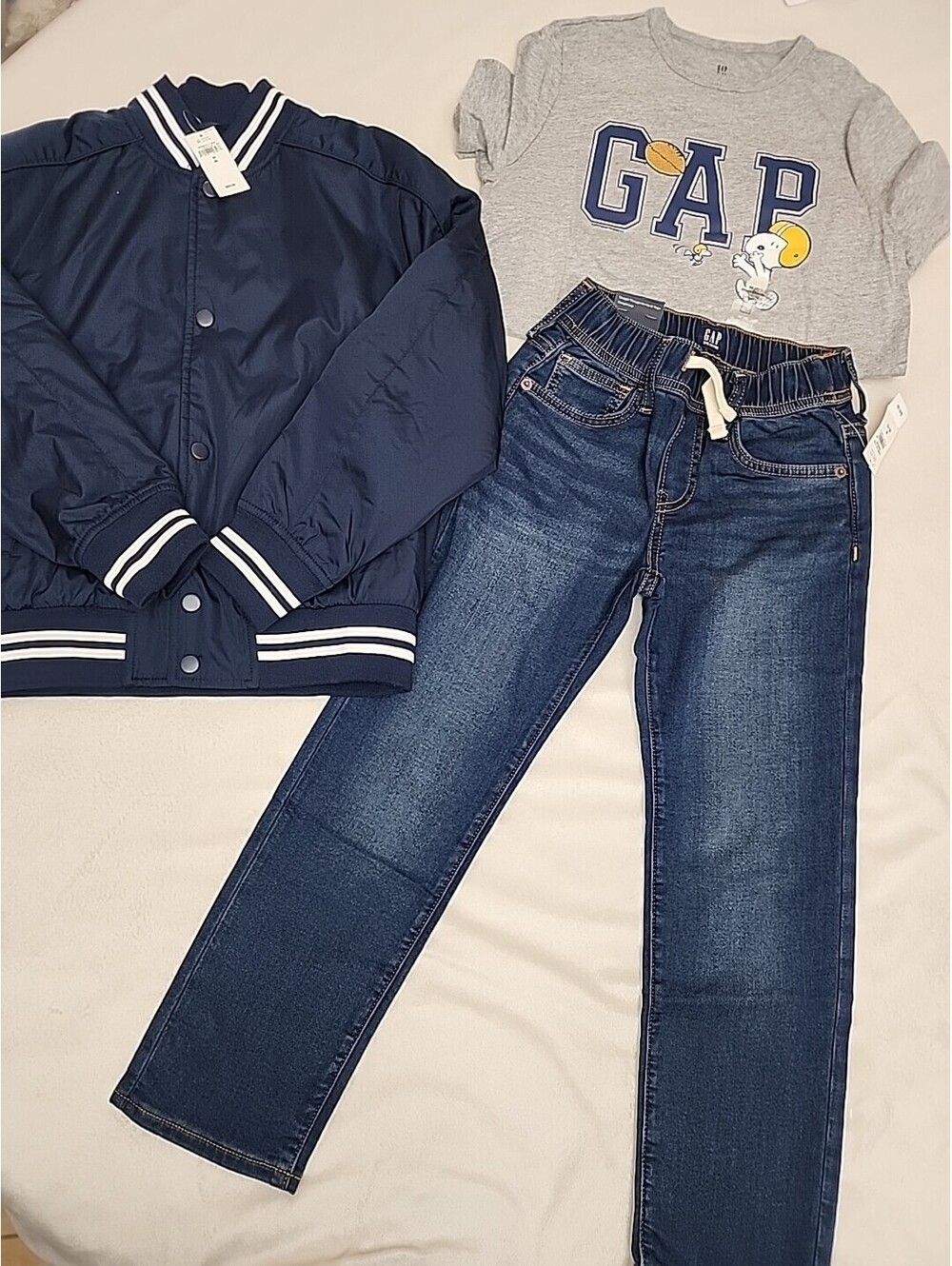 Gap Kids Boys Varsity Jacket Shirt Medium 8  & Jeans 7